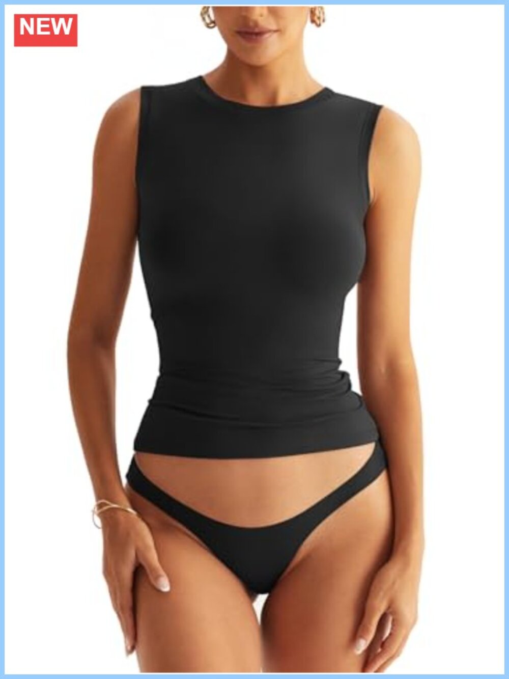 Double Lined Racerback Tank Top High Neck Sleeveless Summer